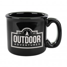 15 oz. Solid Black Campfire Mug with Logo  15 oz. Solid Black Campfire Mug with Logo
