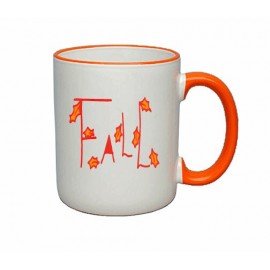 11 oz. White / Orange Trim and Handle C Mug Logo Printed