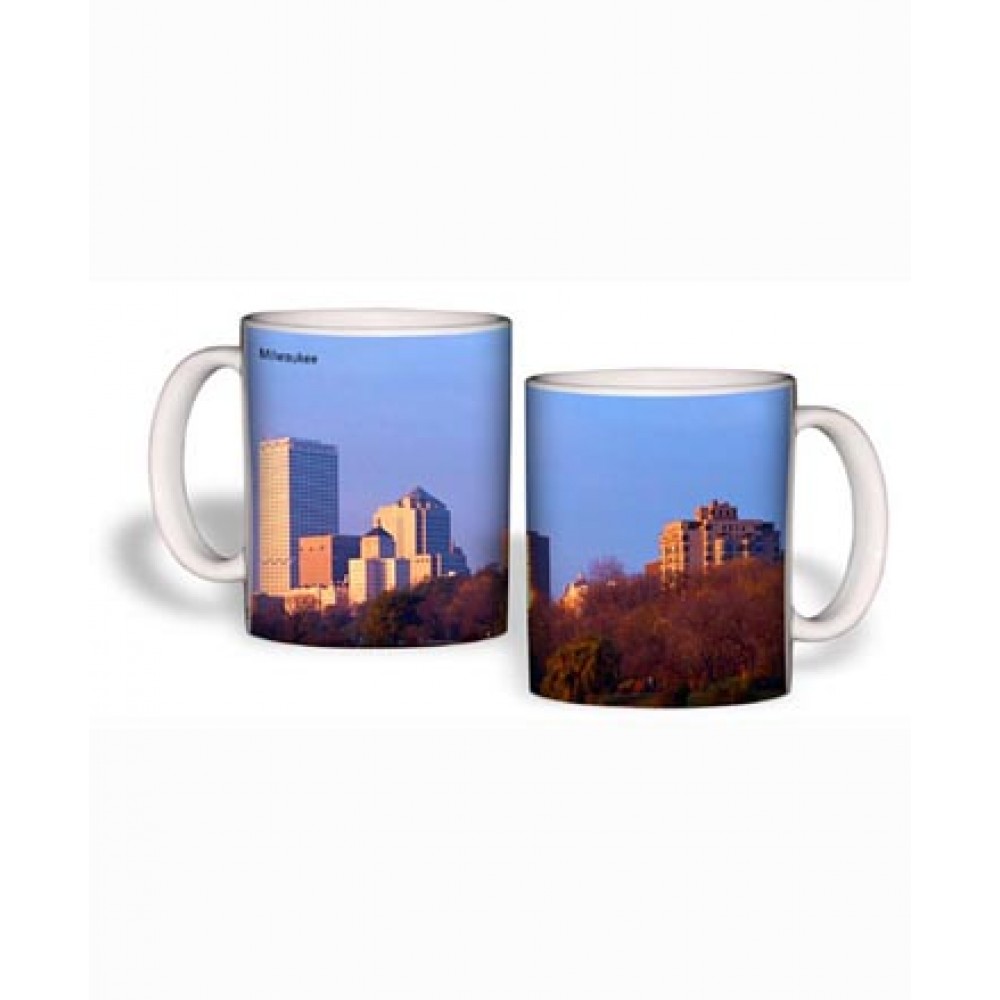 White Mug (11 Oz., Milwaukee Skyline Mug) with Logo