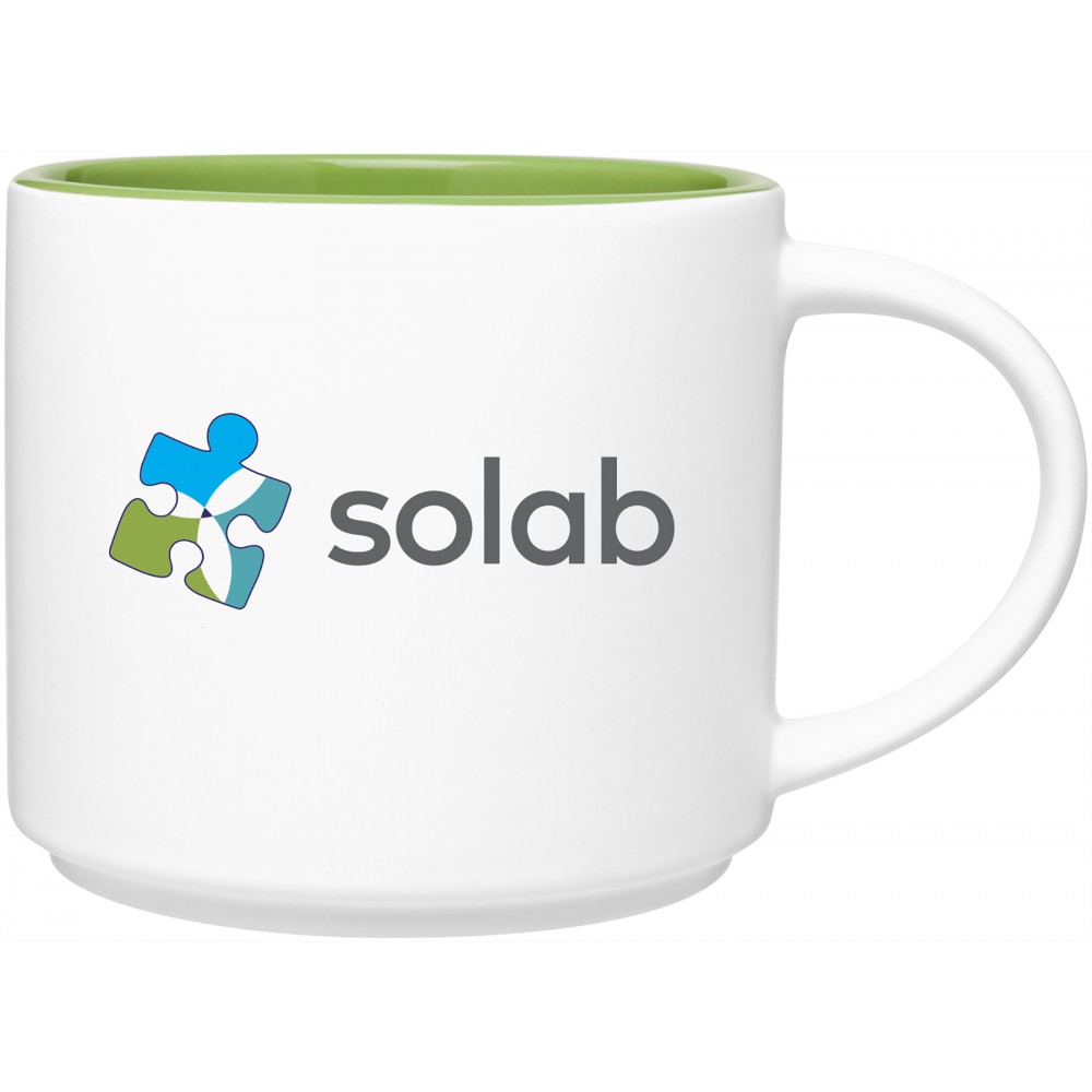 Custom Branded 16oz Monaco Mug (Matte White & Lime) Custom Branded 16oz Monaco Mug (Matte White & Lime)