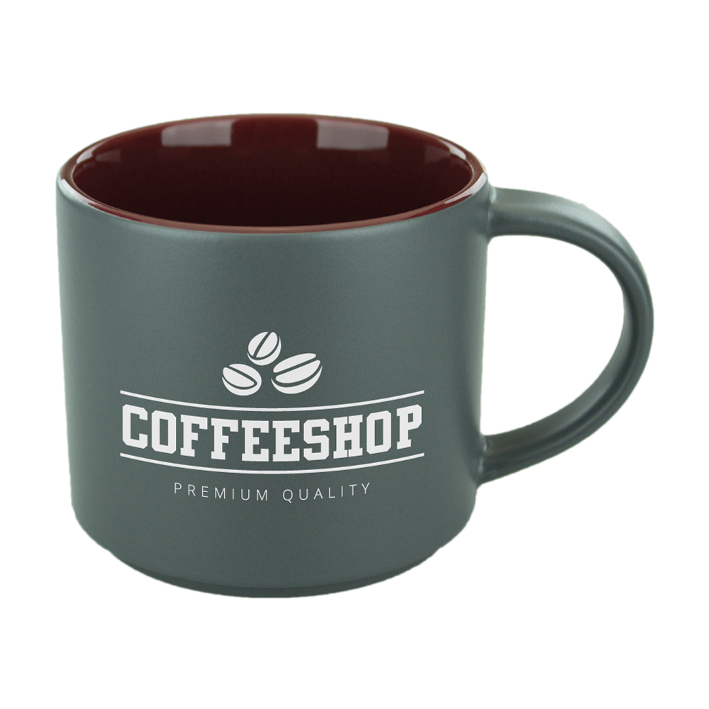 16 oz. Burgundy In Satin Gray Out Norwich Mug with Logo