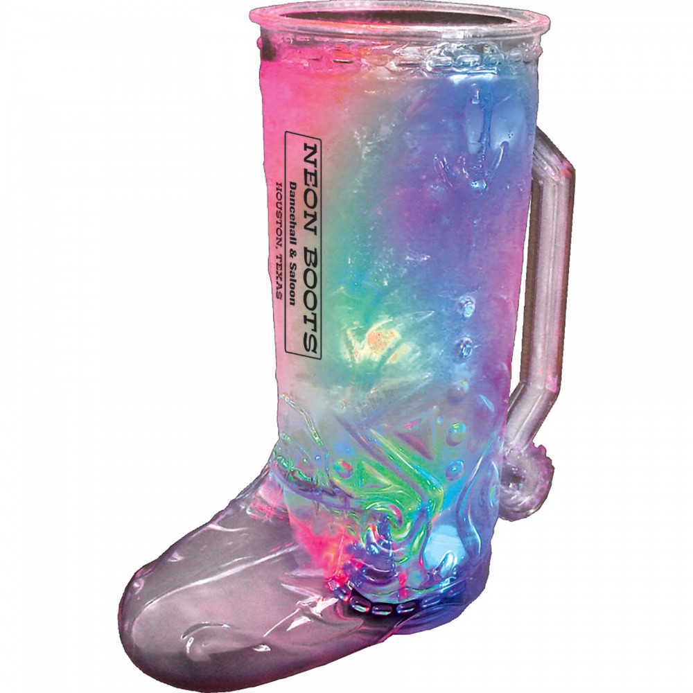 Customized 20 Oz. Lighted Plastic Cowboy Boot Mug w/3 LEDs