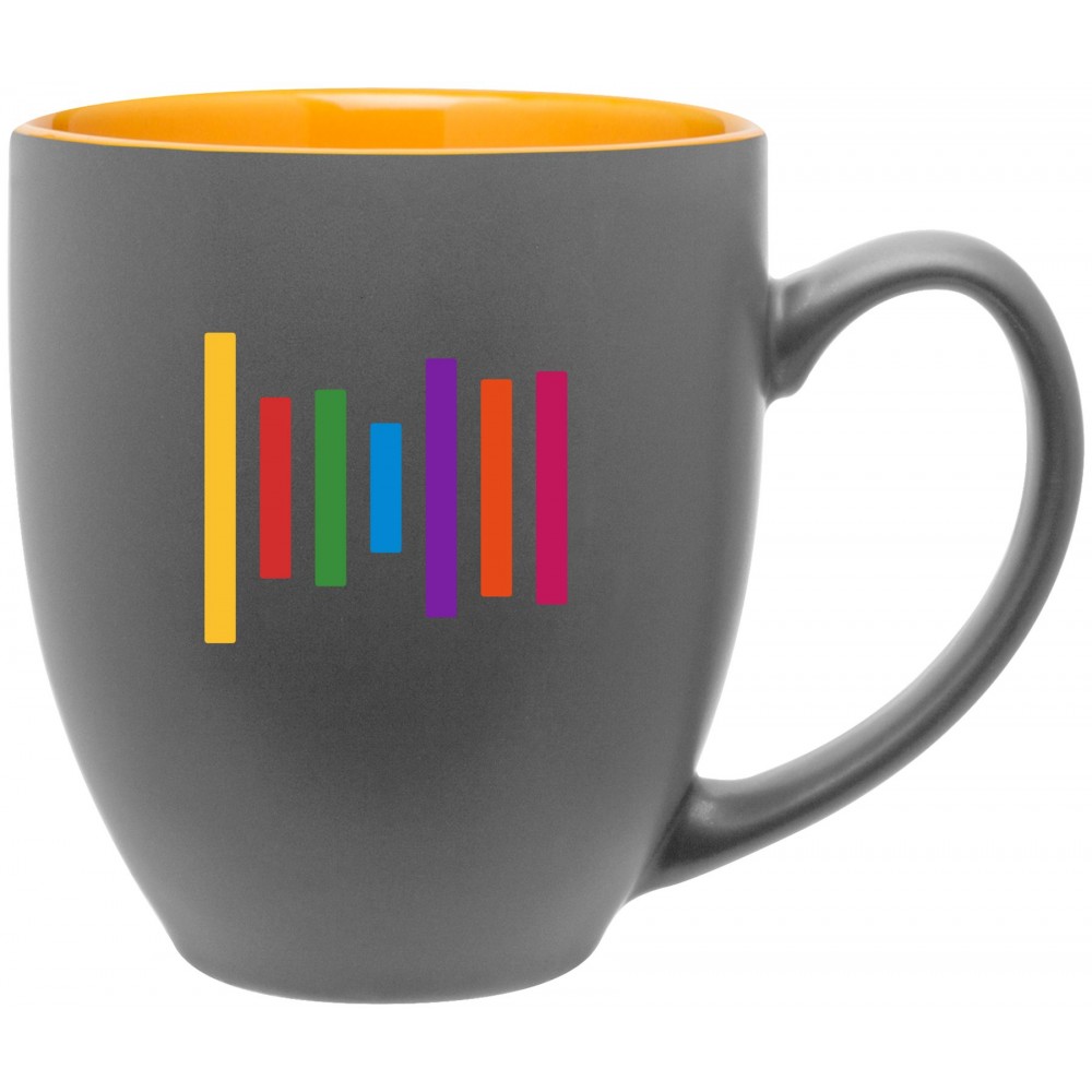 Custom Imprinted 15oz Bistro Mug (Matte Gray & Glossy Yellow) Custom Imprinted 15oz Bistro Mug (Matte Gray & Glossy Yellow)