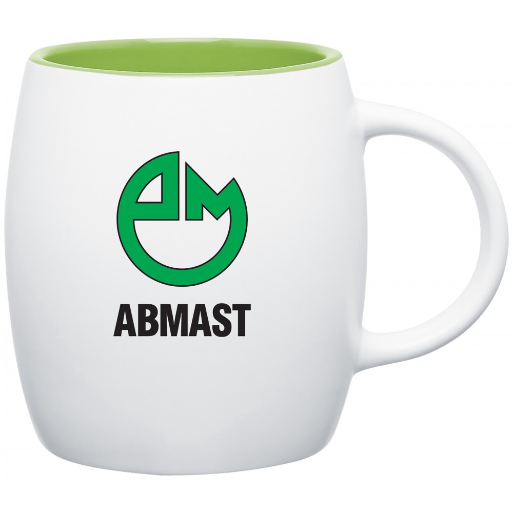 Custom Imprinted 14oz Joe Mug (Matte White & Lime) Custom Imprinted 14oz Joe Mug (Matte White & Lime)