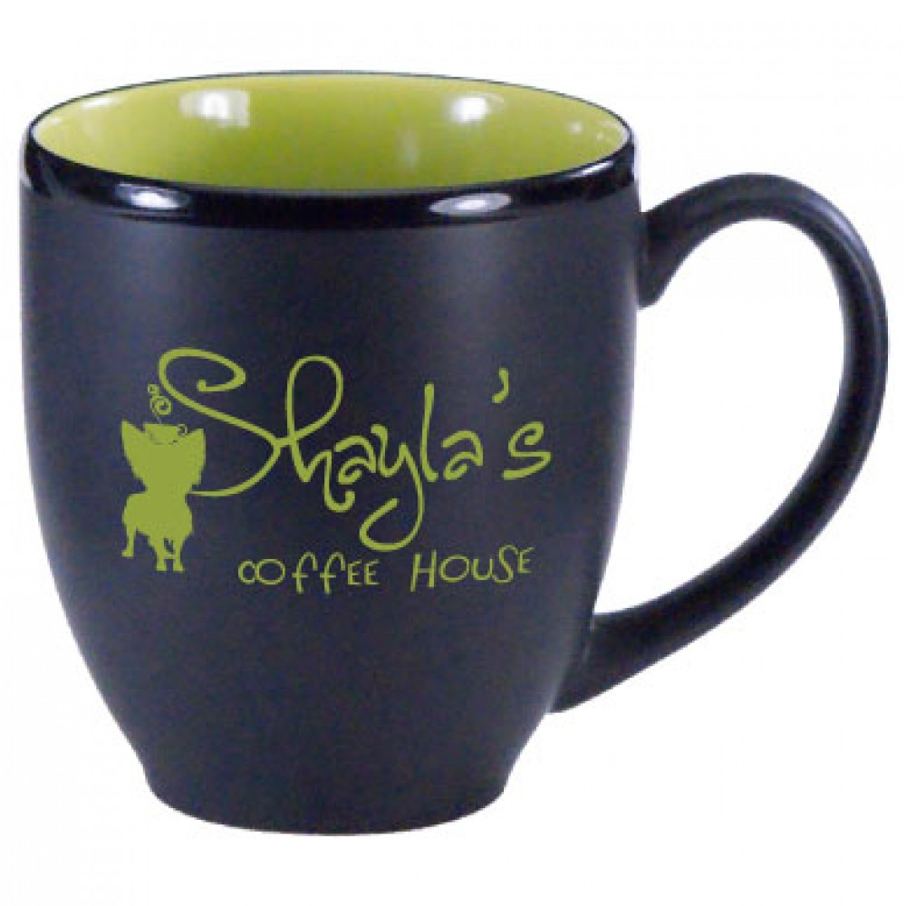 16 oz. Lime Green In / Matte Black Out Hilo Bistro Mug with Logo