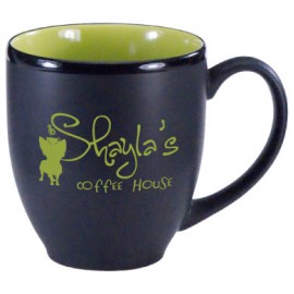 16 oz. Lime Green In / Matte Black Out Hilo Bistro Mug with Logo