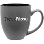 Logo Printed 15oz Bistro Mug (Matte Gray & Glossy Black)