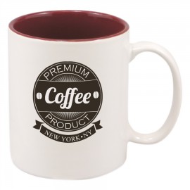Custom 11 oz. White/Maroon Ceramic Mug