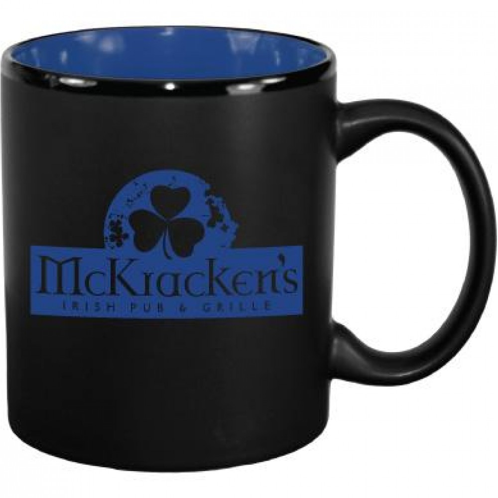 11 oz. Country Blue In / Matte Black Out Hilo C Handle Mug with Logo