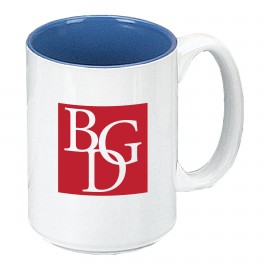 Customized 15 oz. Ocean Blue In / White Out Two Tone El Grande Mug