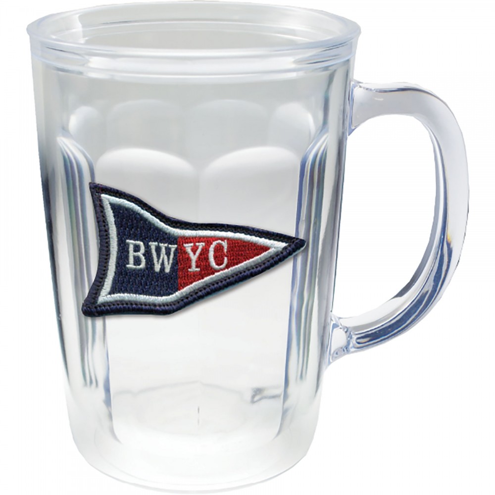 Logo Printed 14 Oz. Double Wall Insulated Mug - Embroidered Emblem Logo Printed 14 Oz. Double Wall Insulated Mug - Embroidered Emblem