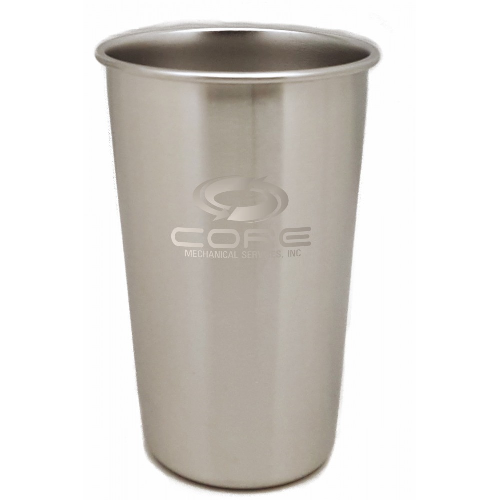 Logo Printed 16oz. Stainless Steel Pint Glass with Rolled Rim Logo Printed 16oz. Stainless Steel Pint Glass with Rolled Rim
