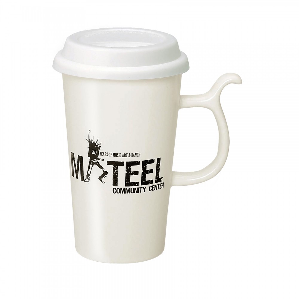 13 Oz. White Single Wall Travel Mug Custom Branded