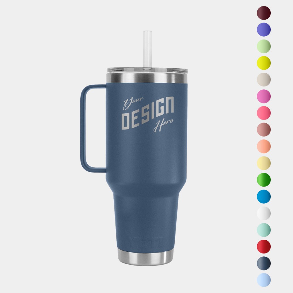 42 Oz YETI Rambler Stainless Steel Insulated Tumbler w/ Straw Lid with Logo 42 Oz YETI Rambler Stainless Steel Insulated Tumbler w/ Straw Lid with Logo