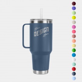 42 Oz YETI Rambler Stainless Steel Insulated Tumbler w/ Straw Lid with Logo