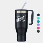 40 oz Bison Stainless Steel Insulated Ceramic Lined Tumbler w/ Straw with Logo