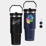Premium 30 oz TiTUS Double Wall Stainless Steel Insulated Flip Straw Tumbler with Logo