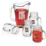 Promotional Glass Pitcher And Handled Jar Set