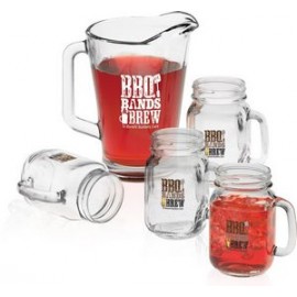 Glass Pitcher And Handled Jar Set with Logo