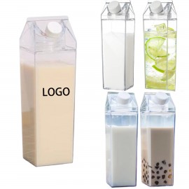 17 Oz Reusable Clear Plastic Milk Carton Water Bottle with Logo  17 Oz Reusable Clear Plastic Milk Carton Water Bottle with Logo