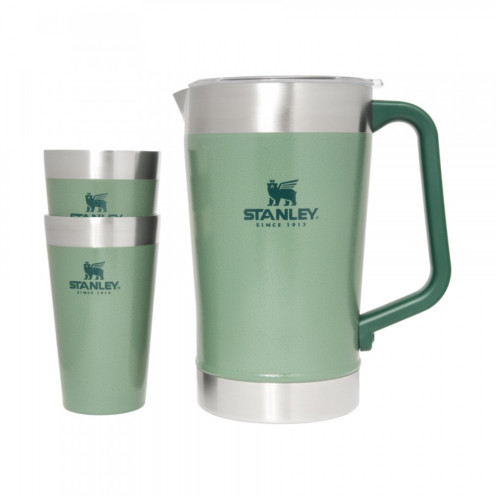 Stanley Drinkware Classic Stay Chill Pitcher Set, Hammertone Green with Logo