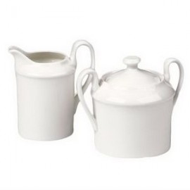 Logo Branded 4" Cream Glaze Sugar and Creamer Set