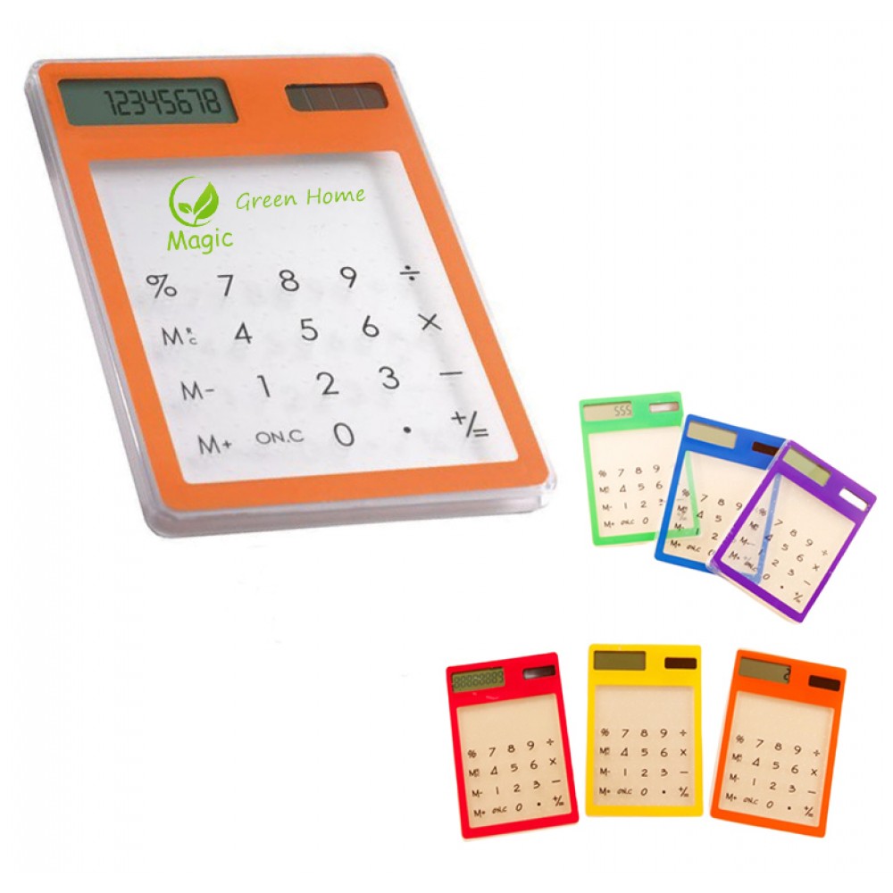 Solar Powered Transparent Pocket Calculator with Logo Solar Powered Transparent Pocket Calculator with Logo