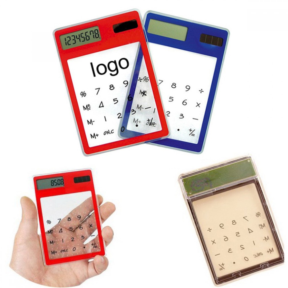 Transparent Solar Touch Screen Calculator Logo Branded Transparent Solar Touch Screen Calculator Logo Branded