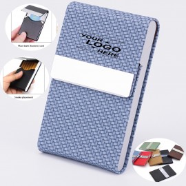 Promotional Faux Leather Stainless Steel Business Card Holder
