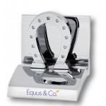 Chrome Metal Horse Shoe Business Card Holder with Logo