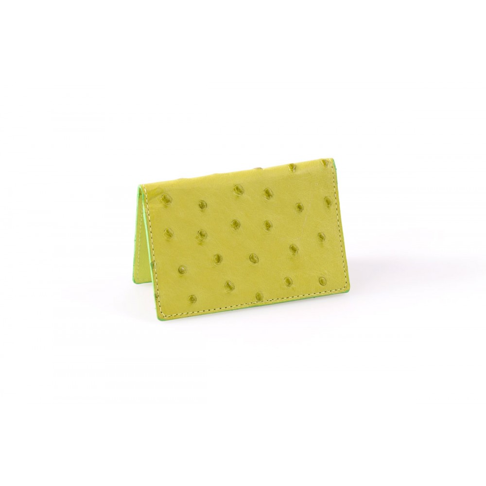 Ostrich Leather Business Card Case - Summer Lime Custom Printed Ostrich Leather Business Card Case - Summer Lime Custom Printed