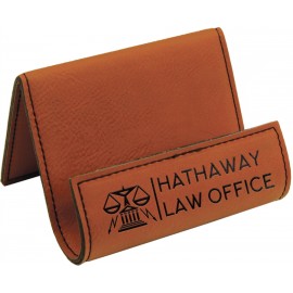 Rawhide Brown Laserable Leatherette Holder Easel (3 1/2''x 2 1/2'') with Logo