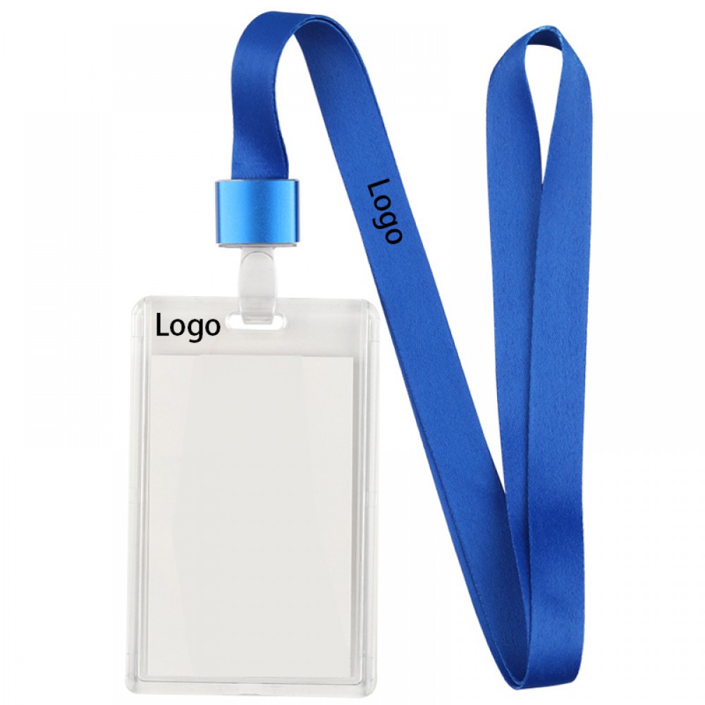 Two-Sided Acrylic Transparent ID Card Badge Holder with Lanyard with Logo