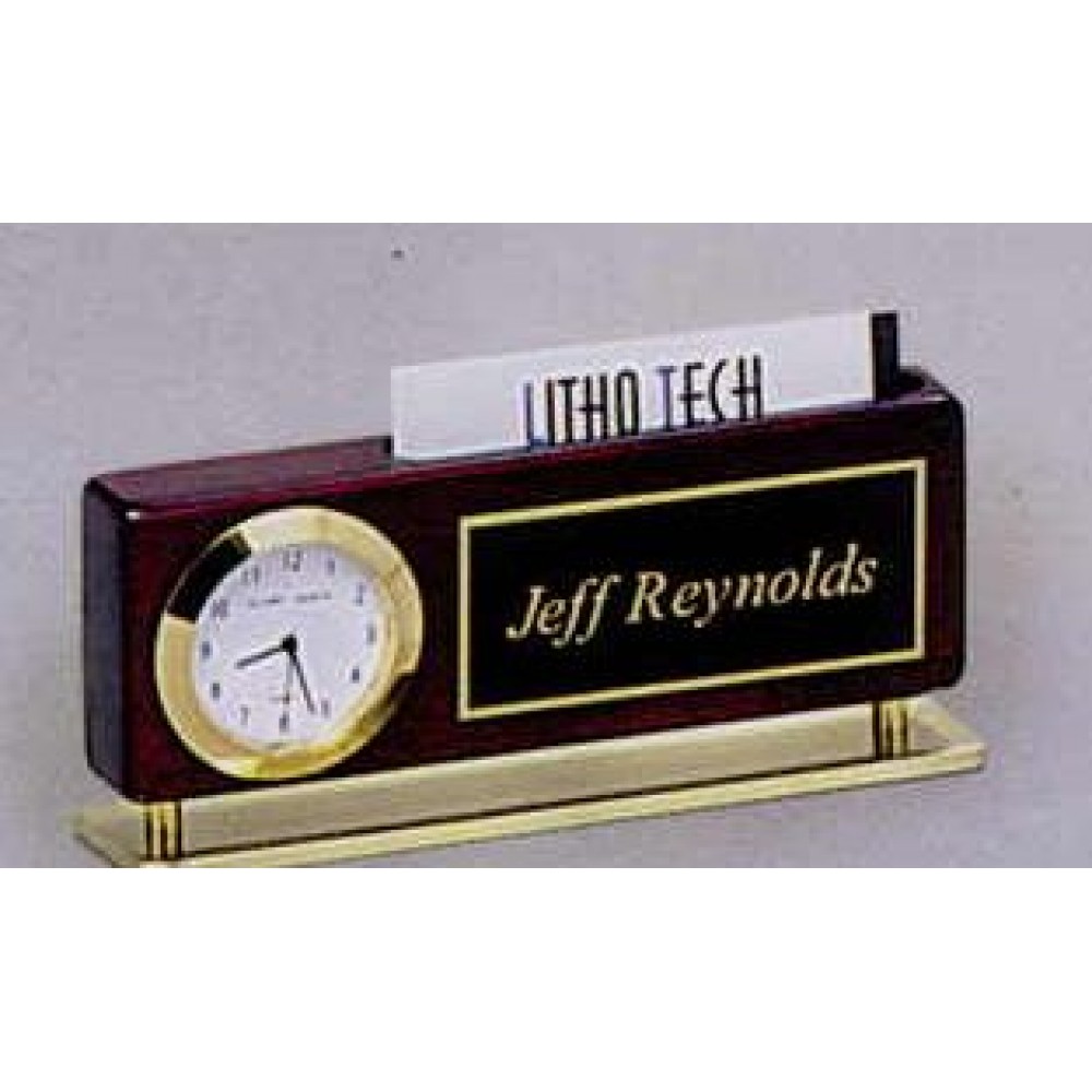 Custom Rosewood Finish Clock/ Business Card Holder/ Name Plate (2 3/8"x5 7/8")