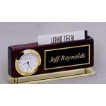 Rosewood Finish Clock/ Business Card Holder/ Name Plate (2 3/8"x5 7/8") with Logo