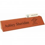 10 1/2" Rawhide Laser Engraved Leatherette Desk Wedge with Business Card Holder with Logo