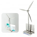 Chrome Metal Wind Turbine Card Holder with Logo