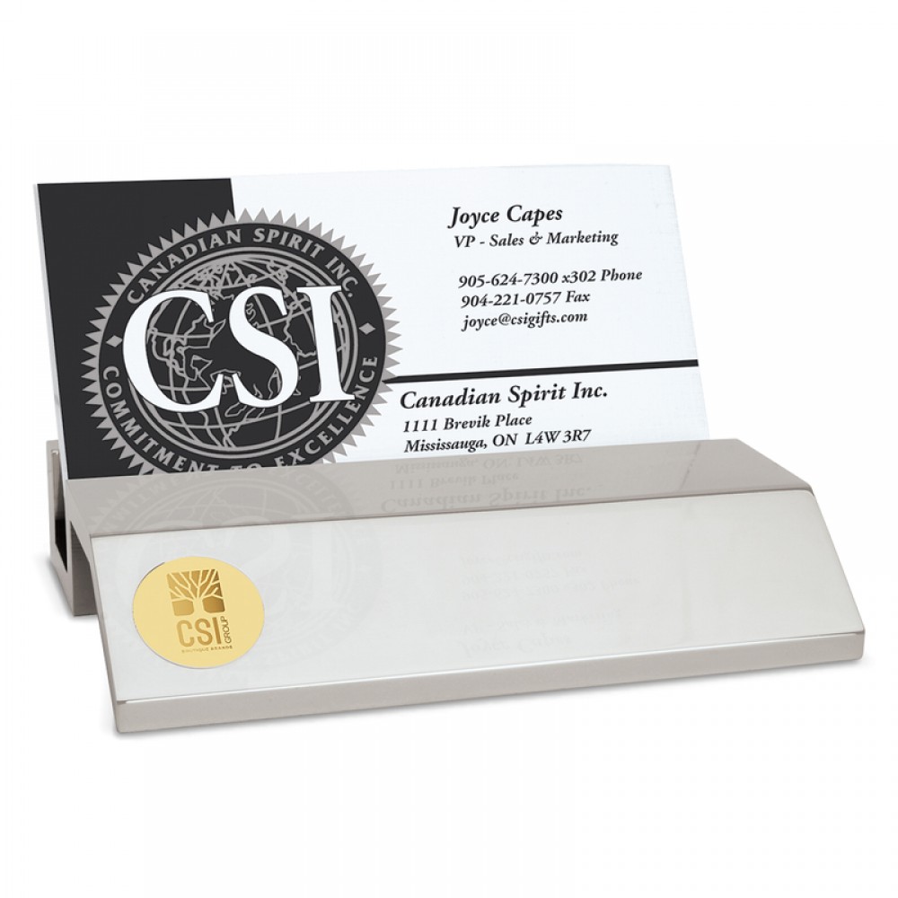 Business Card Holder Silver with Logo