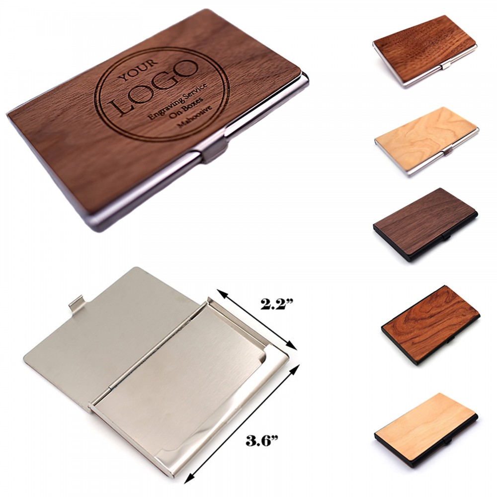 Personalized Walnut Business Card Case with Logo Personalized Walnut Business Card Case with Logo