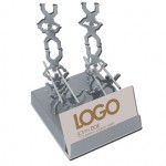 Stainless Steel Business Teamwork Card Holder w/Magnetic Men & Poles with Logo