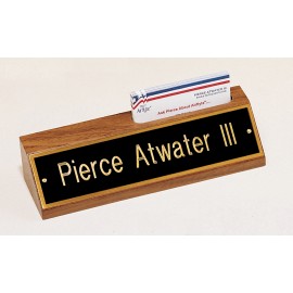 Customized American Walnut Name Plate w/ Business Card Holder