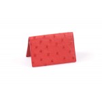 Custom Printed Ostrich Leather Business Card Case - Strawberry Wine