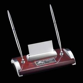 Bentley Pen/Cardholder - Rosewood/Chrome with Logo