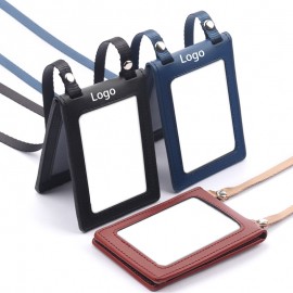 Custom Genuine Leather Badge Holder with Lanyard  Custom Genuine Leather Badge Holder with Lanyard