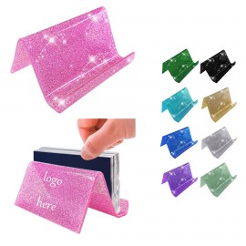 Glitter-Accent Plastic Business Card Holder with Logo