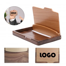 Rectangle Wooden Business Card Holder Box MOQ50PCS with Logo