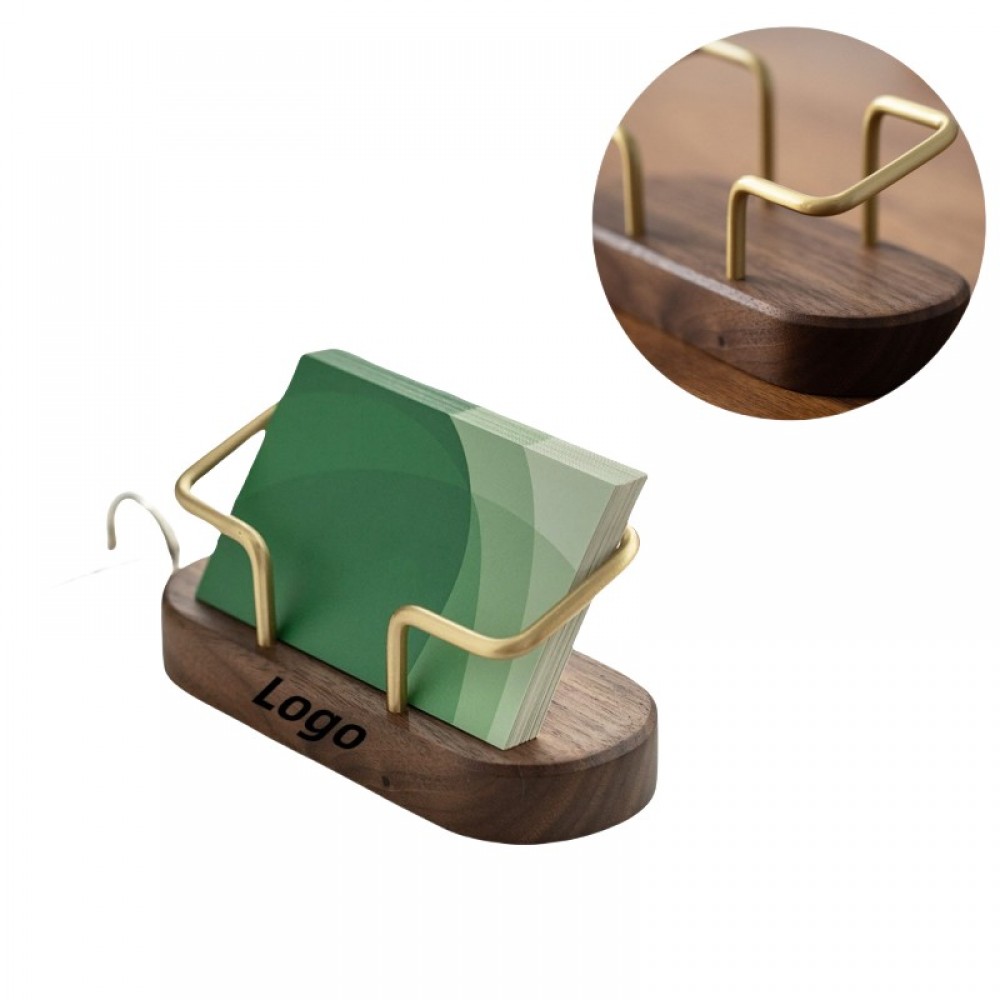 Walnut Wood Business Card Holder with Metal Stand with Logo Walnut Wood Business Card Holder with Metal Stand with Logo