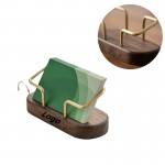 Walnut Wood Business Card Holder with Metal Stand with Logo