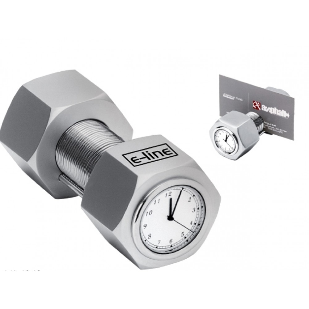 Customized Metal Nut & Bolt Clock w/Card Holder