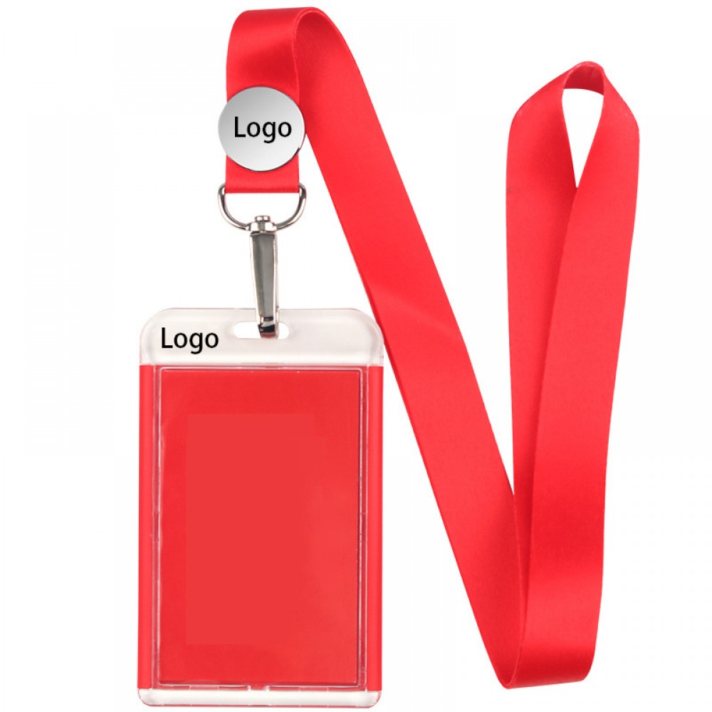 Custom Acrylic Transparent ID Card Badge Holder with Lanyard